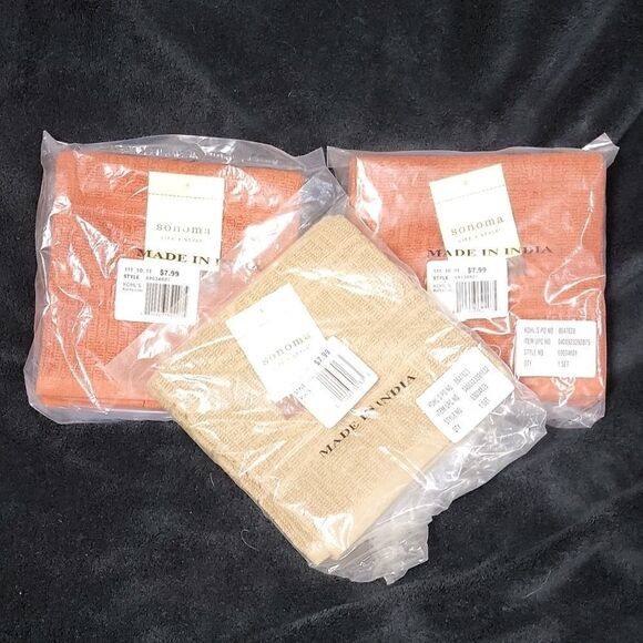 Sonoma 3 SETS OF 2 DISH CLOTHS - 2 SETS OF BURNT ORANGE, 1 SET OF TAN.  NEW!! - Picture 1 of 5